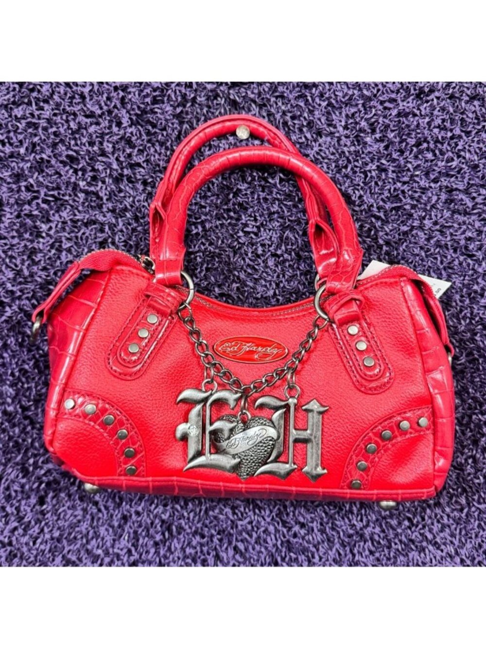Ed Hardy Monochrome Red Mini Satchel NWT